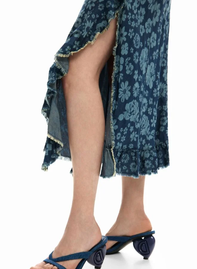 DESIGUAL Blue Denim ruffle skirt for Women | Best Price UAE